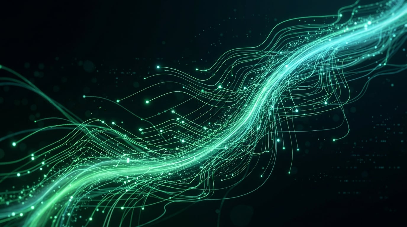 Abstract digital data stream visualization representing risk management technology